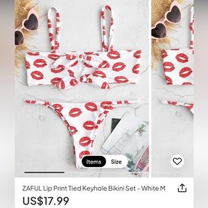 Zaful Lip print keyhole bikini